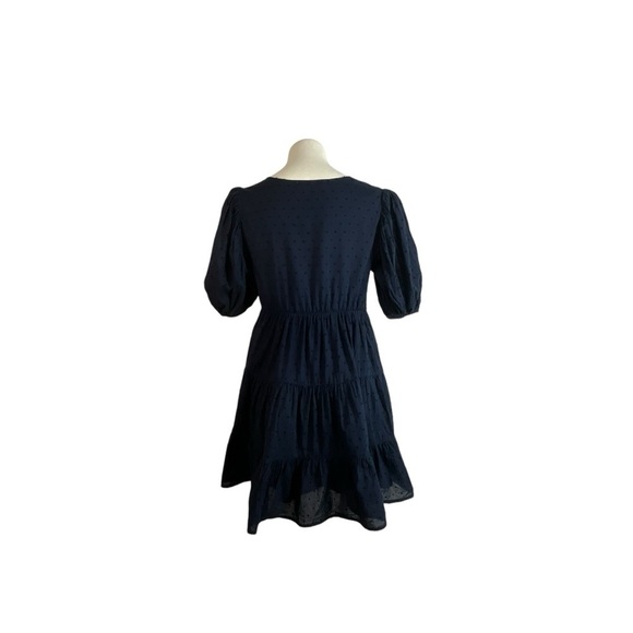 Abercrombie & Finch Baby Doll Puff Sleeve Swiss Dot Navy Blue Puff Sleeve Dress - Picture 10 of 12